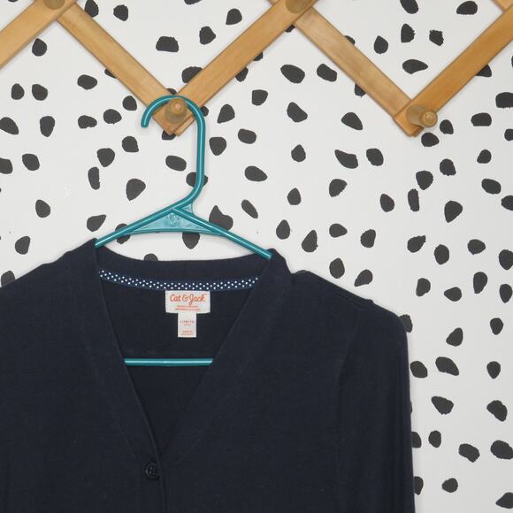 Cat & Jack Navy V-Neck Girls School Uniform Cardigan - Picture 2 of 6